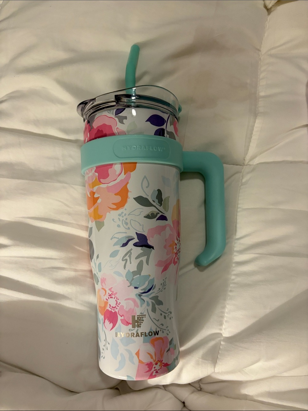 NWOT Hydraflow Floral Mint Handle Tumbler